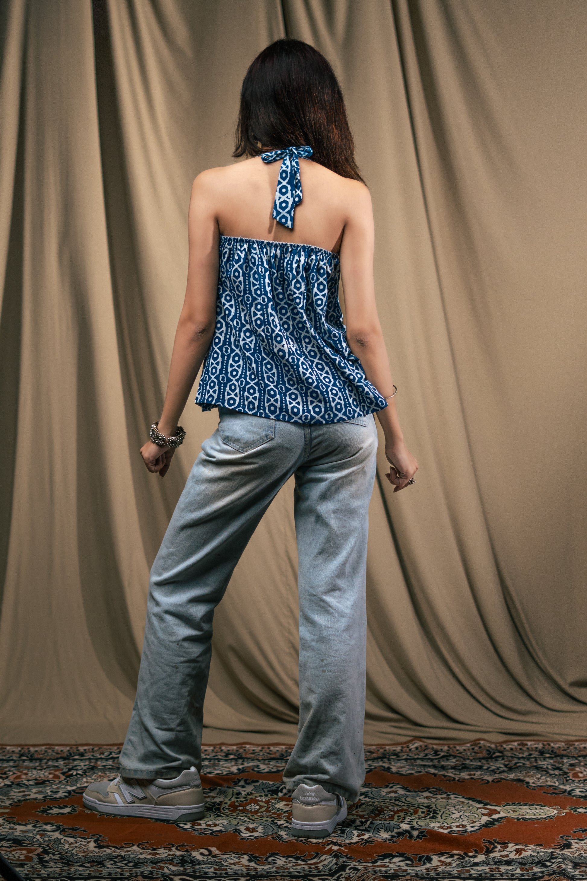 Kurti top, halter neck kurti, indramaya, Batik print, unsolvd, colthing, buy now, shop now, fusion wear