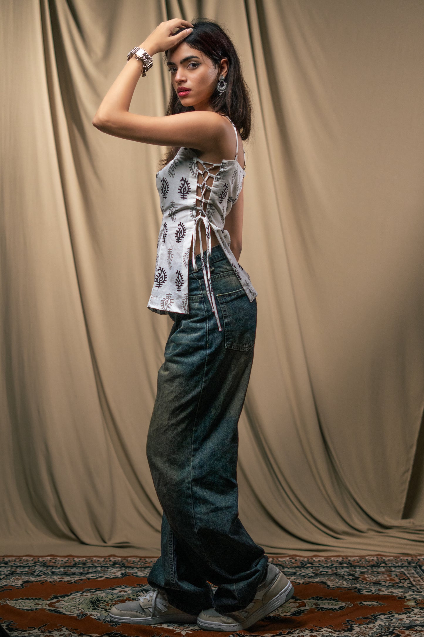 Kurti top, side tie kurti, nazrana, handblock print, unsolvd, colthing, buy now, shop now, fusion wear