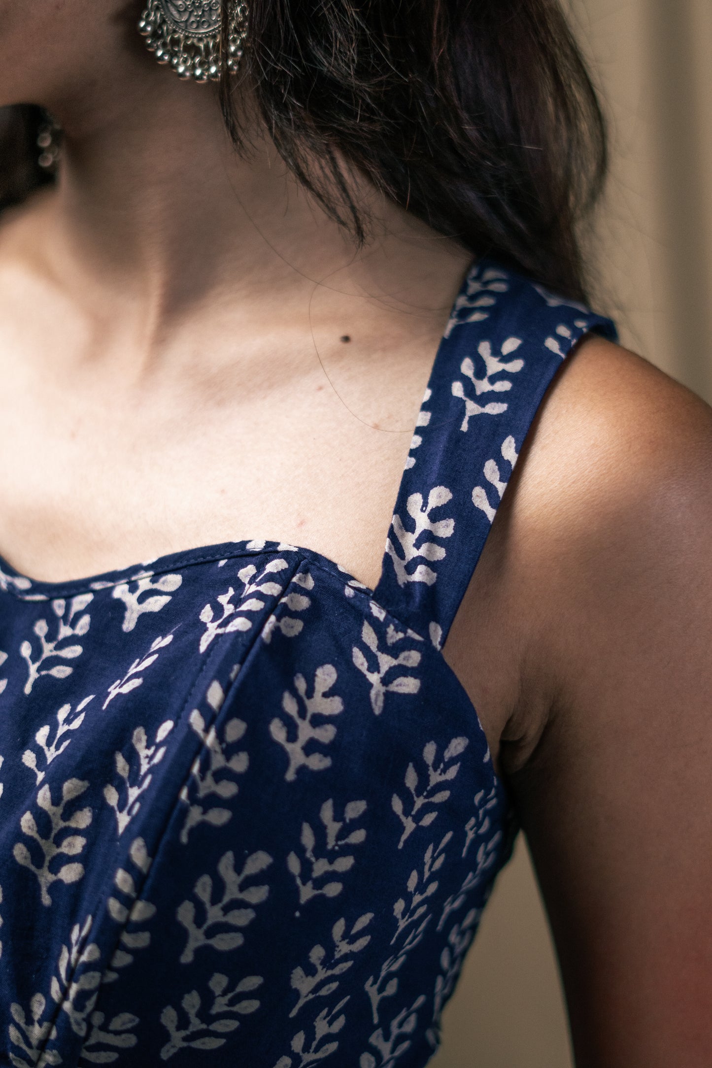 Kurti top, Corset, raatrani, handblock print, unsolvd, colthing, buy now, shop now, fusion wear, navy blue corset 